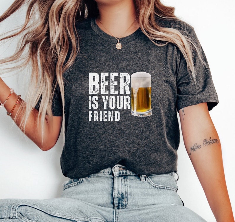 Beer Is Your Friend Letter Print T-shirt