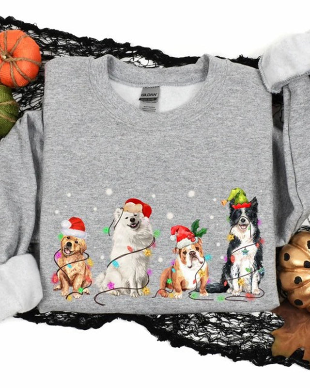 Christmas Dogs Print Sweatshirt