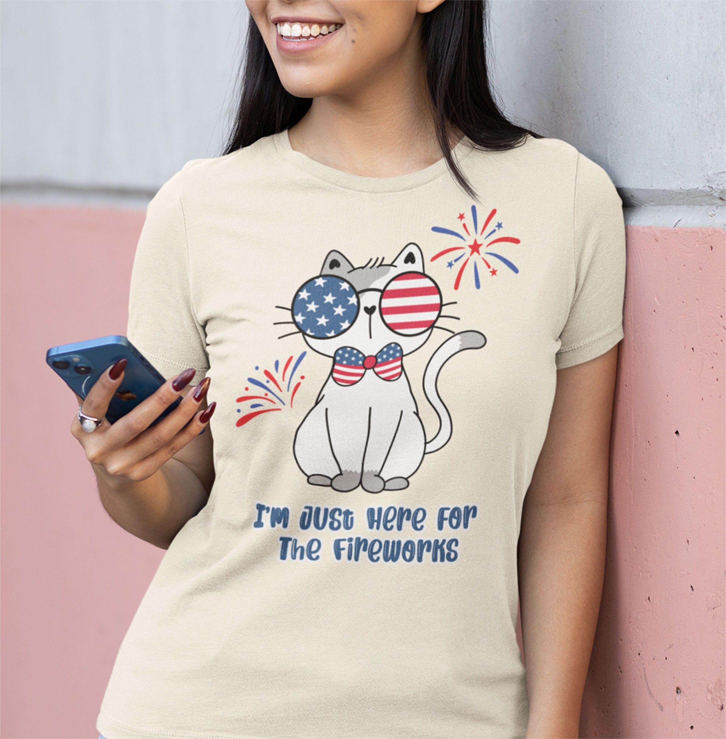 Independence Day Cute Cat Print T-shirt