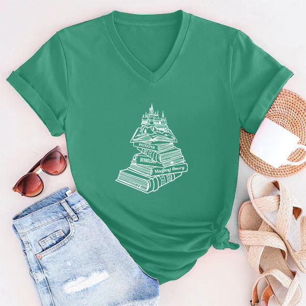 Hogwarts School Magical Book Castle Print T-shirt