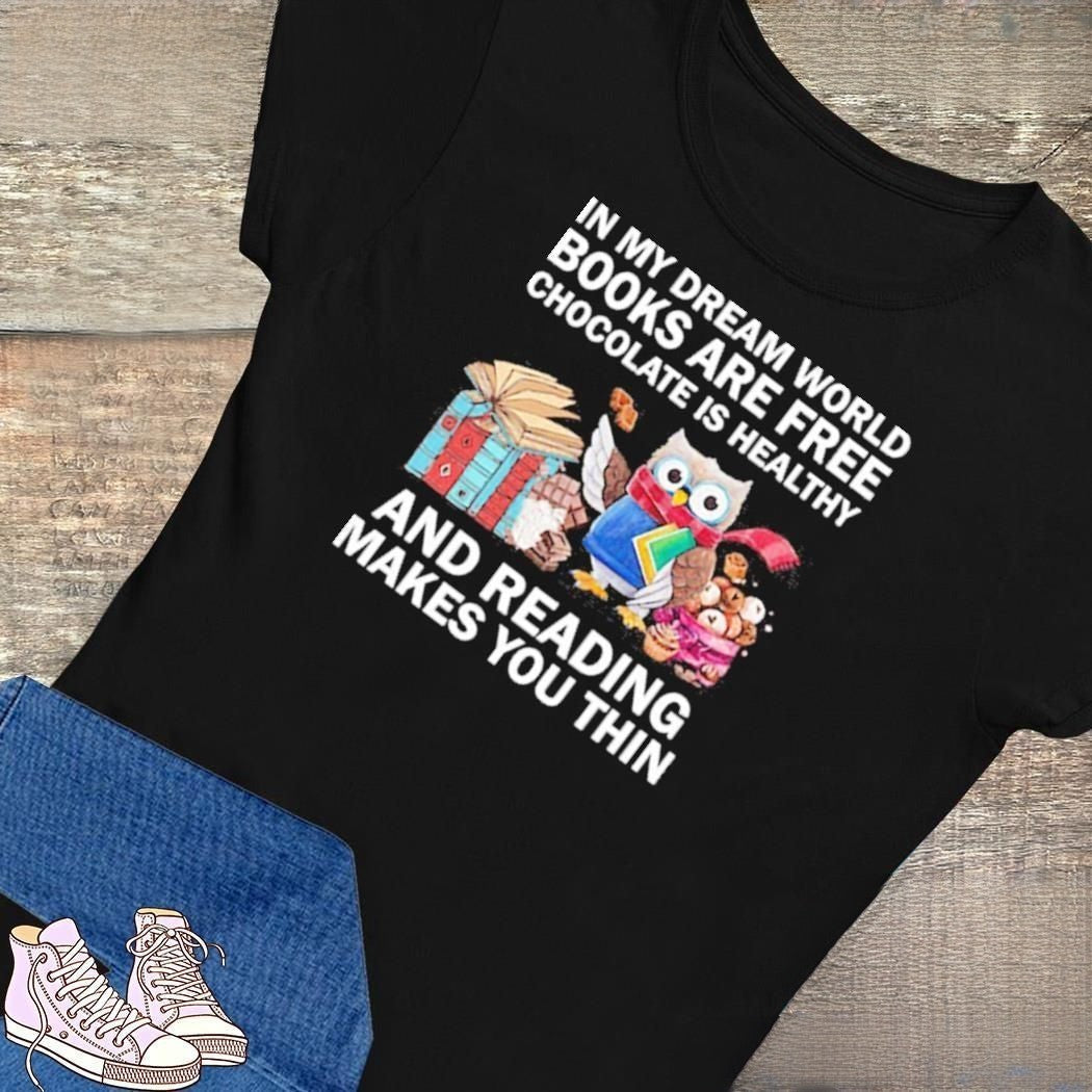 Owl And Books Letter Print T-shirt