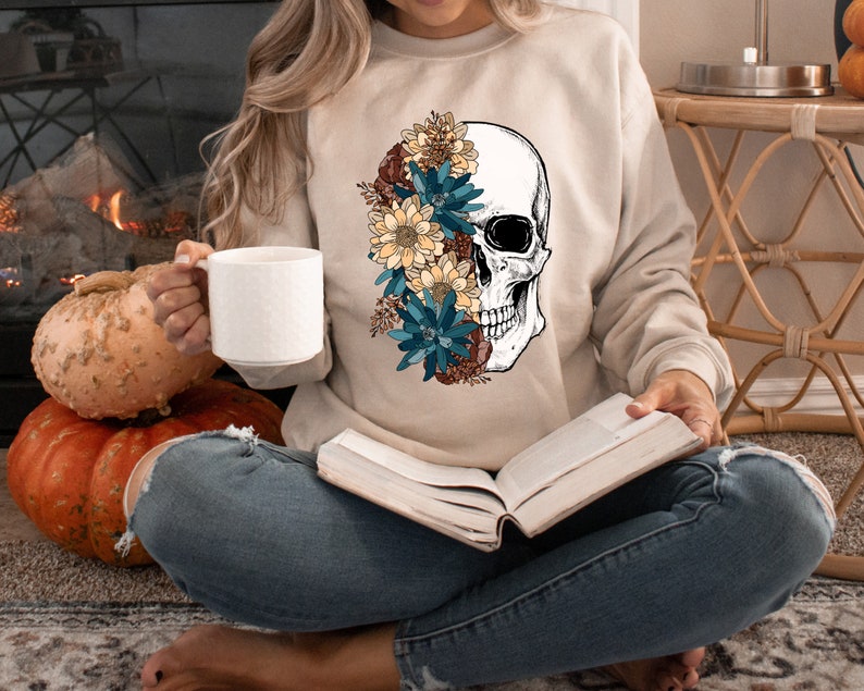 Bloom Skull Halloween Sweatshirt